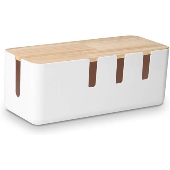 Cable Management Box by Baskiss, 12x5x4.5 inches, Wood Lid, Cord Organizer - Picture 1 of 14